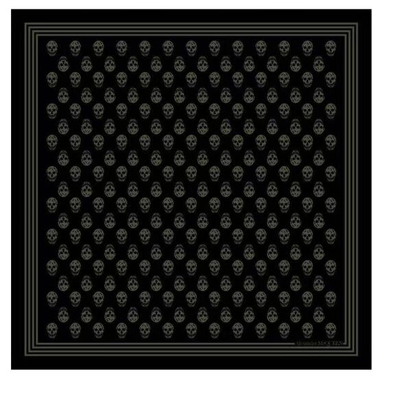 Alexander McQueen Black and green Skull Scarf - Picture 1 of 5